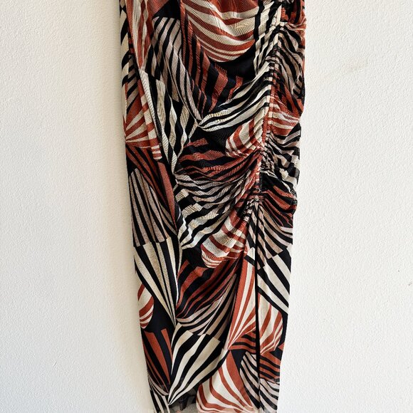 Taylor Mesh‎ Overlay Black Orange Tan Dress Safari Zebra Print Geometric Dress - Picture 6 of 7